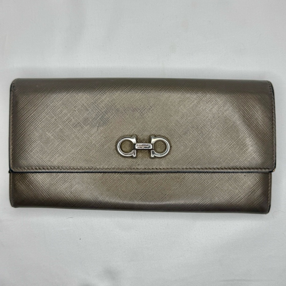 Silver/Grey Salvatore Ferragamo Long Wallet